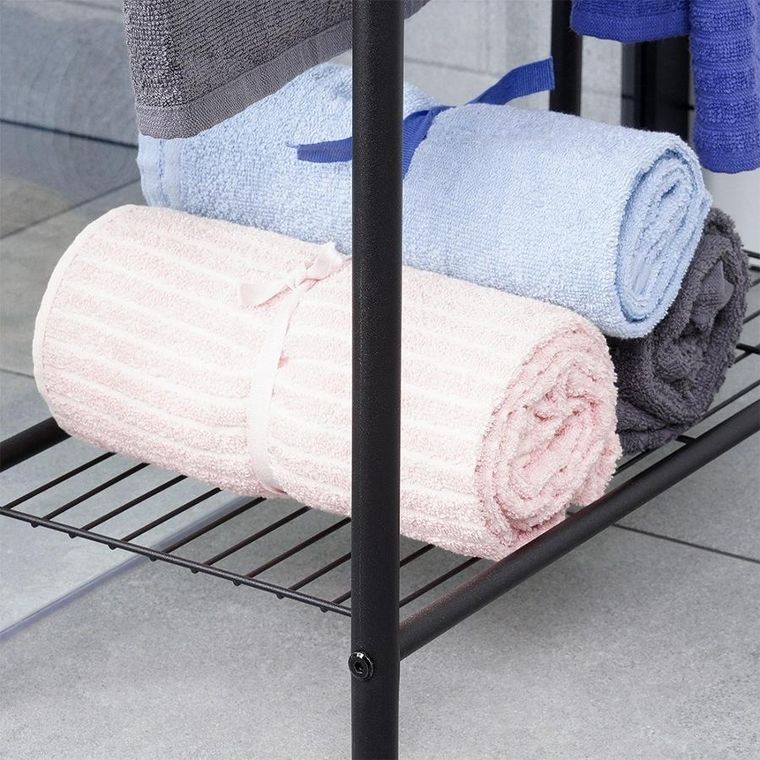 Vilde, wieszak na ręczniki stojący, metalowy, czarny