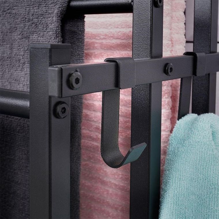 Vilde, wieszak na ręczniki stojący, metalowy, czarny