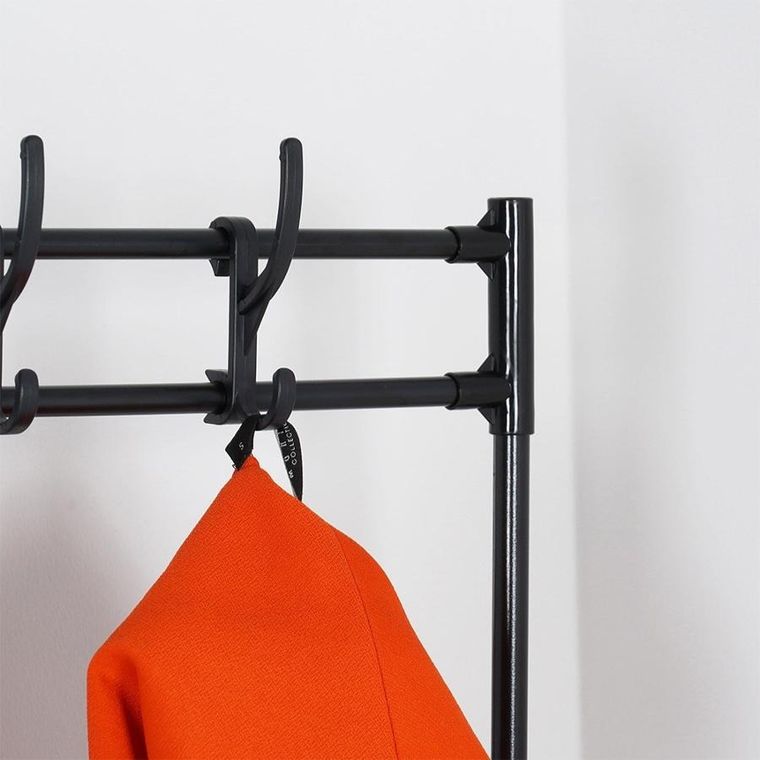 Vilde, wieszak na ubrania z regałem na buty, metalowy, czarny, 57-28-156 cm