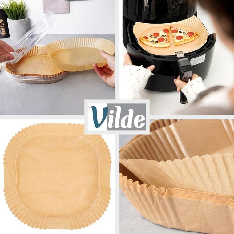 Vilde, wkład do frytkownicy beztłuszczowej Air Fryer, papierowy, kwadratowy, 23-23 cm, 50 szt.