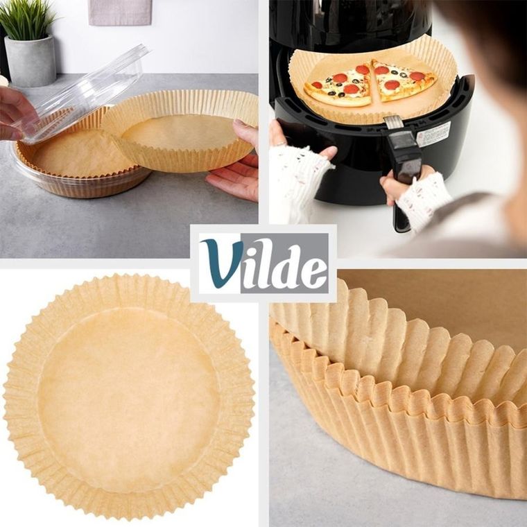Vilde, wkład do frytkownicy beztłuszczowej Air Fryer, papierowy, okrągły, 23 cm, 100 szt.