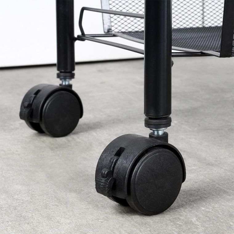 Vilde, wózek do przechowywania, metalowy czarny, 4-poziomowy