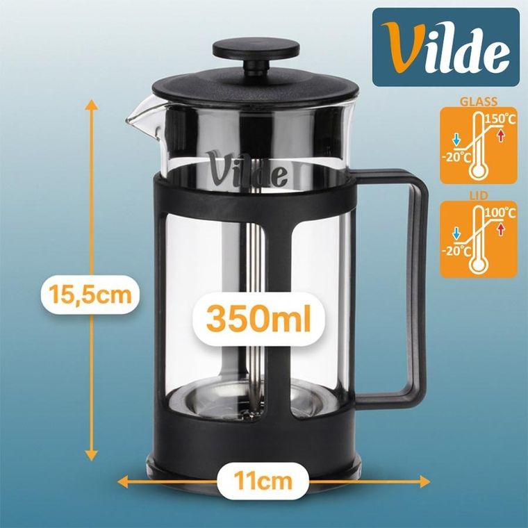 Vilde, zaparzacz tłokowy, do kawy i herbaty, szklany, 350 ml