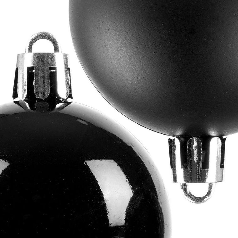 Vilde, zestaw bombek na choinkę, nietłukące, czarne, 16 szt., 5 cm