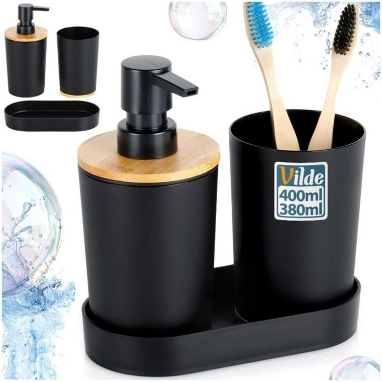 Vilde, zestaw łazienkowy, czarny, 3 el.