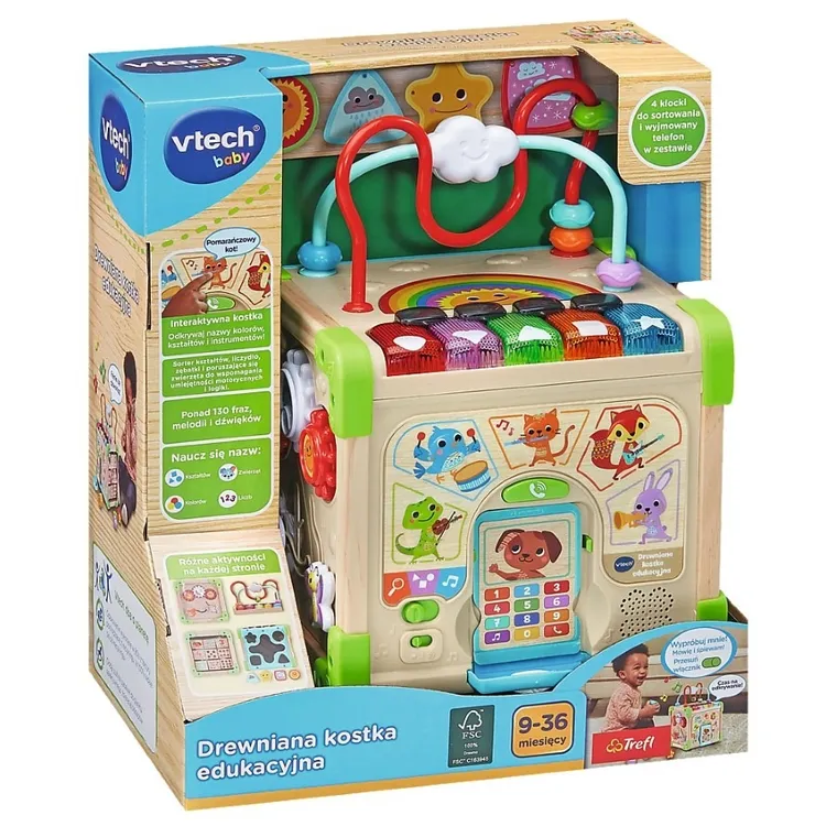 Vtech, Drewniana kostka edukacyjna, zabawka interaktywna