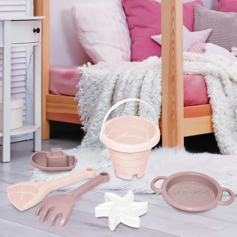 Wader, Różana Wata Cukrowa, Zamek, zestaw do piasku, 6 elementów