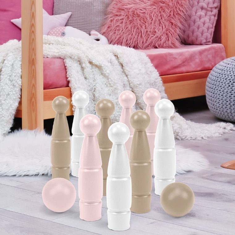 Wader, Różana Wata Cukrowa, zestaw do gry w kręgle, 11 elementów