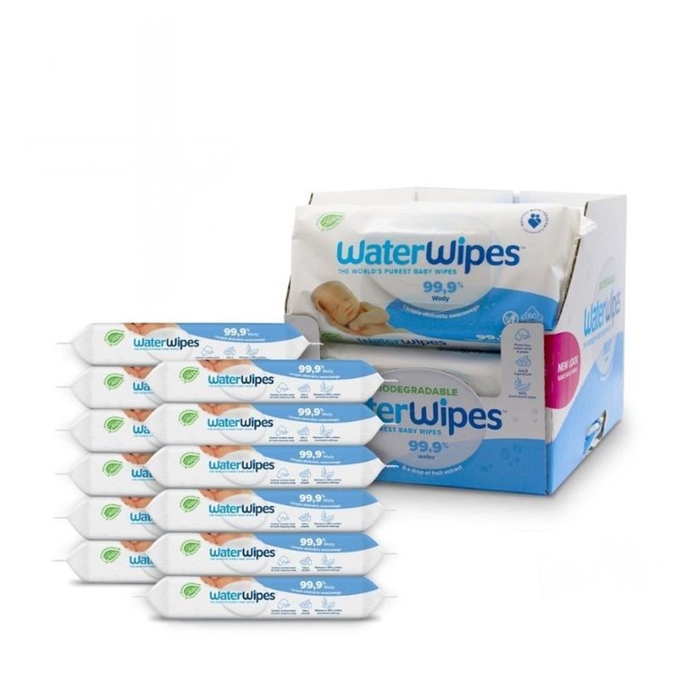 WaterWipes, BIO, biodegradowalne chusteczki, nawilżane wodą, 12-60 szt.