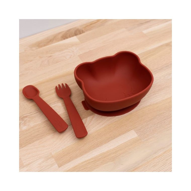 We Might Be Tiny, Miś, silikonowa miseczka z przyssawką i pokrywką, rust