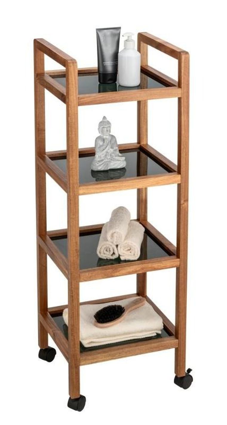 Wenko, Fondi, mobilny regał z drewna akacji, 4 poziomy, 101,5 cm