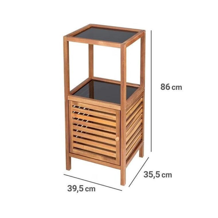 Wenko, Fondi, regał łazienkowy słupek z drewna akacji, 86 cm