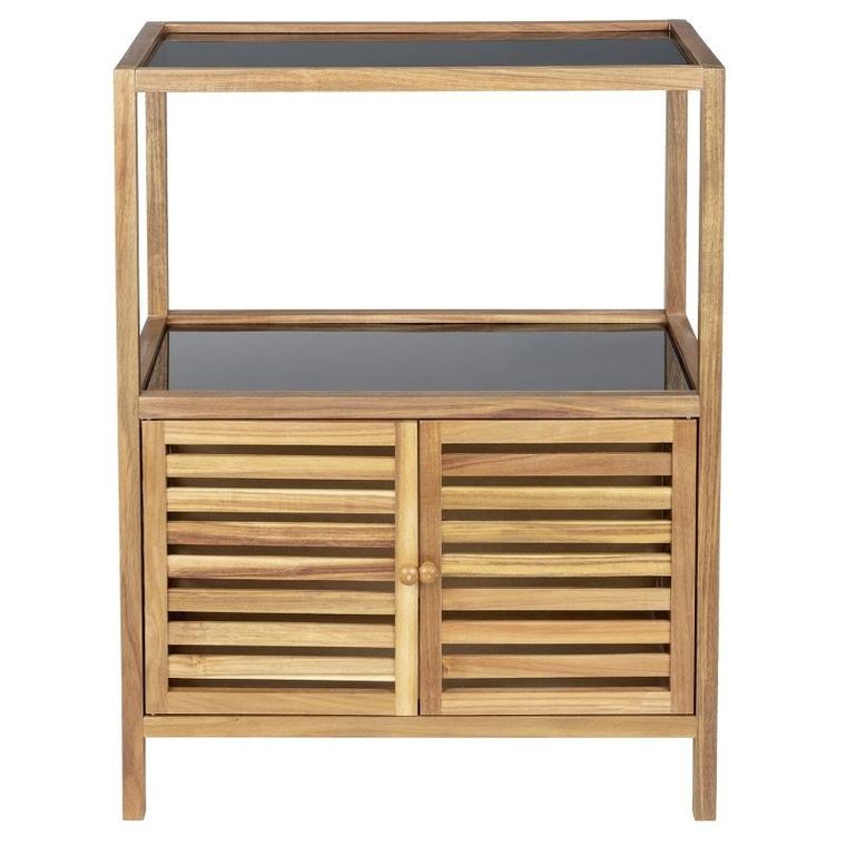 Wenko, Fondi, regał łazienkowy z szafką z drewna akacji, 86 cm