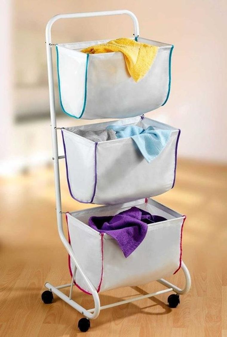 Wenko, kosz na pranie, Escala, wózek, 3 poziomy