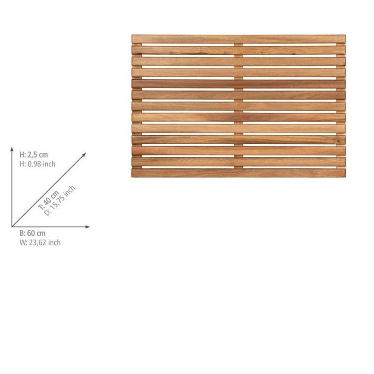 Wenko, kratka prysznicowa z drewna akacji, 40-60 cm