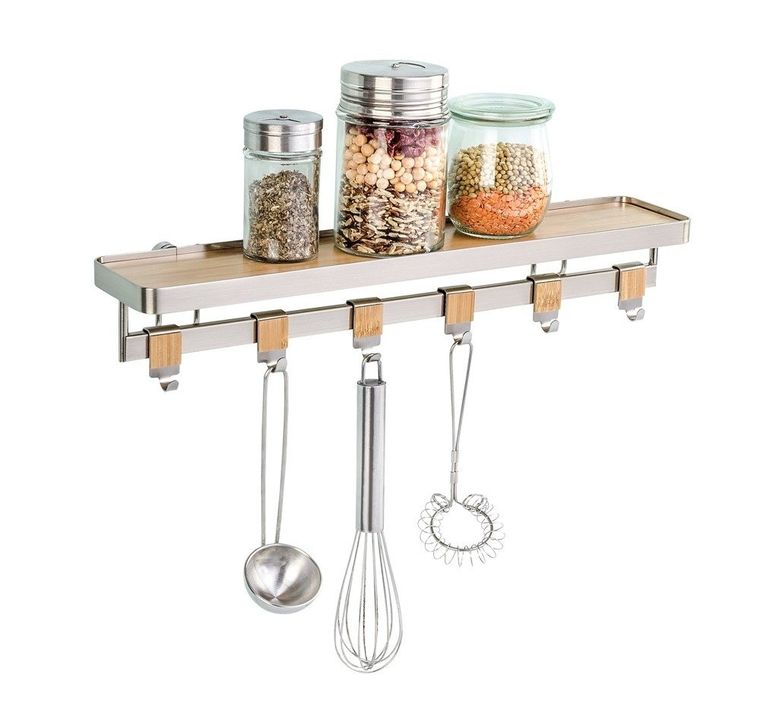 Wenko, półka kuchenna na przyprawy z relingiem, Bomboo Premium