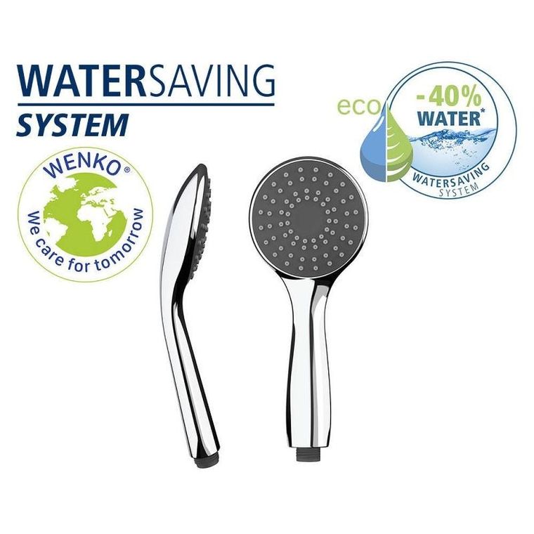 Wenko, słuchawka prysznicowa z funkcją oszczędzania wody, Ø 9,6 cm