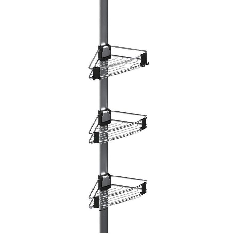 Wenko, teleskopowa półka łazienkowa pod prysznic, Purio, narożna, 3 poziomy