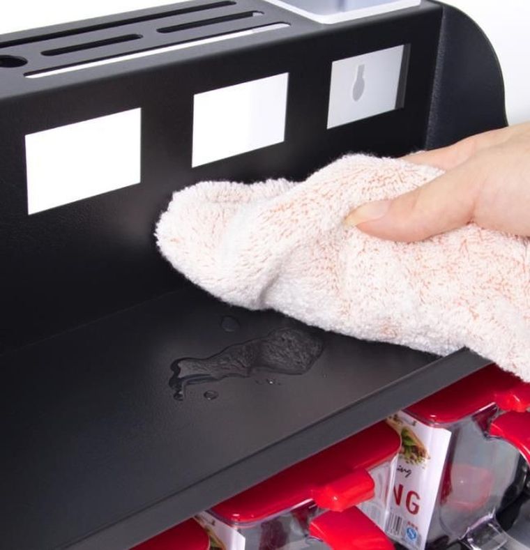 Wielofunkcyjny stojak na przyprawy kuchenne, czarny, dwupoziomowy