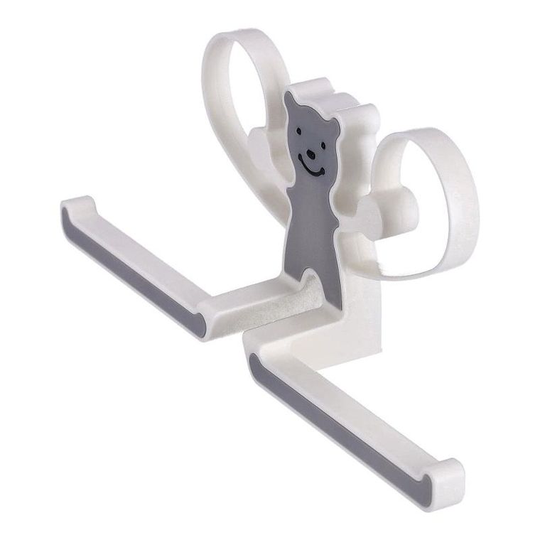 Wielofunkcyjny wieszak z misiem, szary