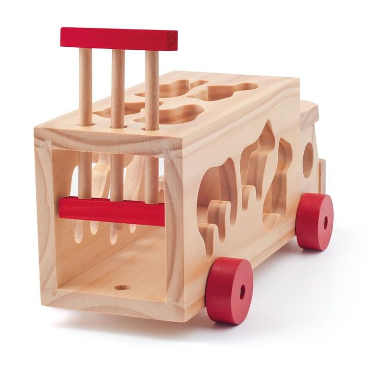 Woodyland, ciężarówka do ciągnięcia, sorter, zwierzęta, 29-18-14 cm