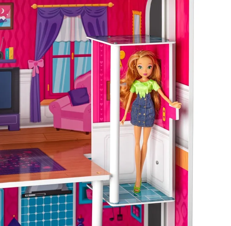 Woodyland, Mirabella, domek dla lalek z akcesoriami, drewniany, 85-45-12 cm