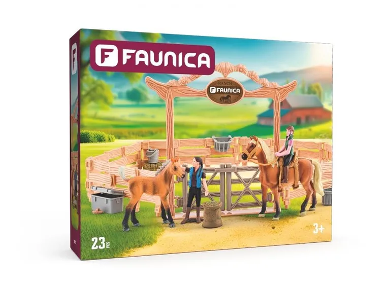 Woodyland, zagroda z końmi, szkoła jeździecka, zestaw figurek, 22 elementy