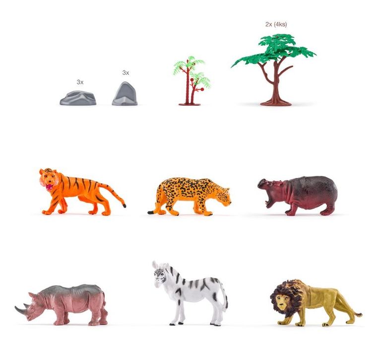 Woodyland, zestaw figurek: dinozaury, dzikie zwierzęta, farma, 60 elementów