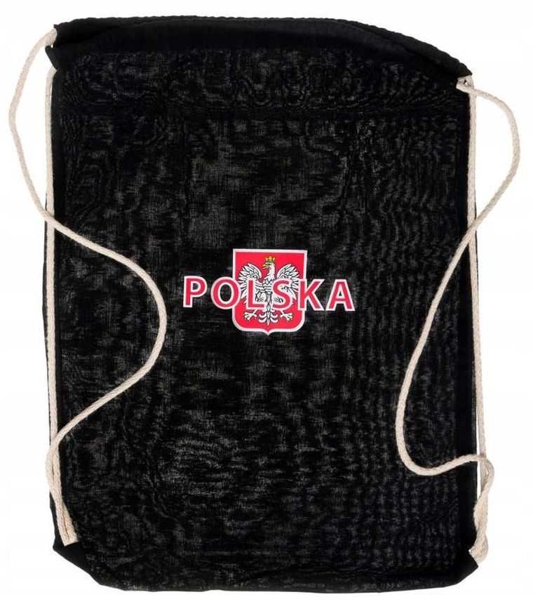 Worek z motywem patriotycznym, bawełniany, czarny