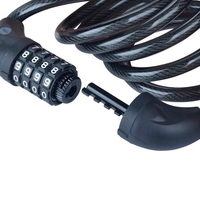 Yale, Essential Security Combination Cable Lock, linka rowerowa stalowa z zamkiem szyfrowym, 10-1800 mm