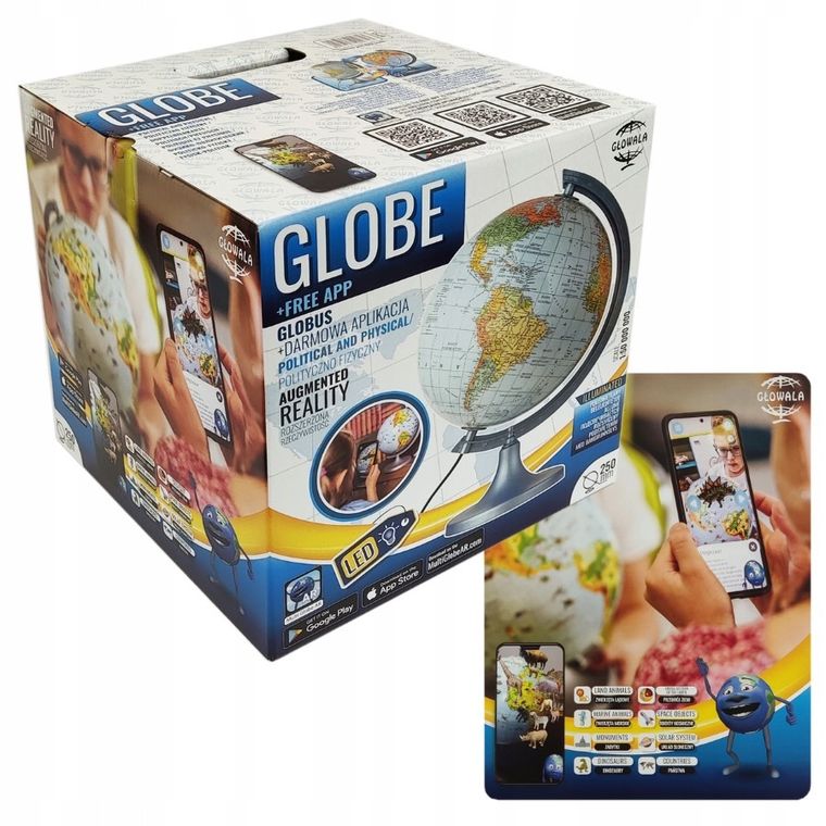 Zachem, globus polityczno-fizyczny, podświetlany, średnica 25 cm