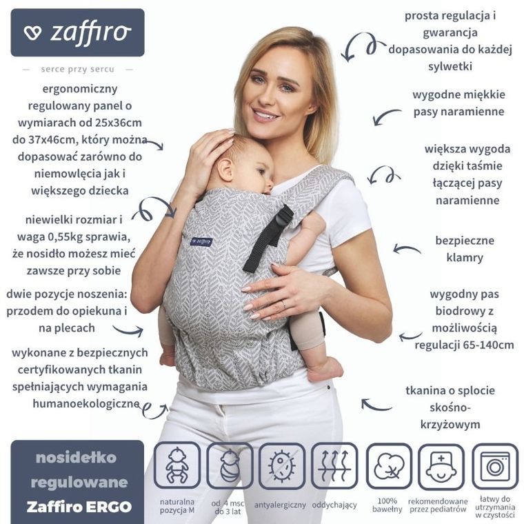 Zaffiro, Ergo, nosidełko regulowane, Herbejo