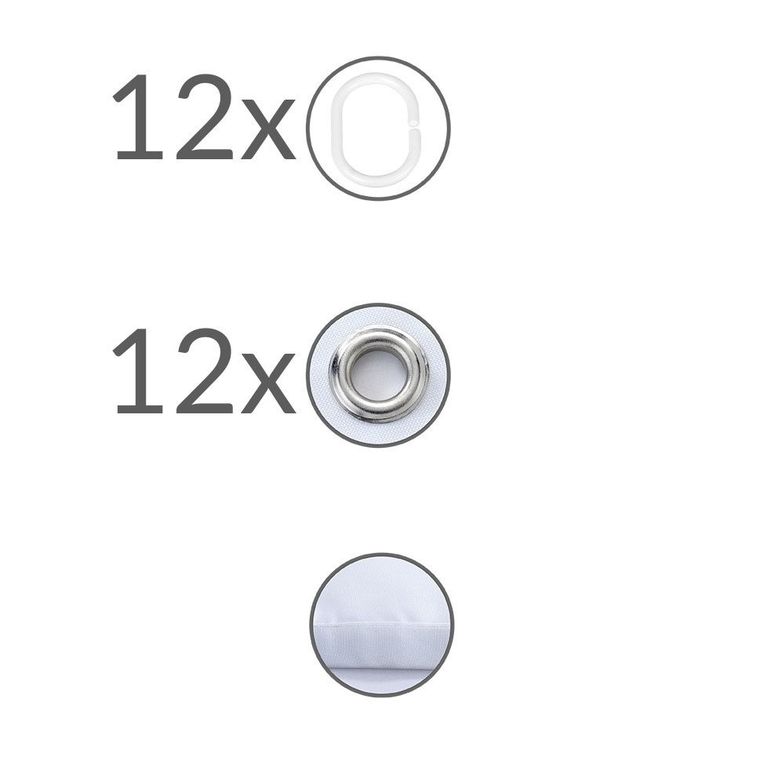 Zasłona prysznicowa, Palais + 12 pierścieni mocujących, 200-180 cm