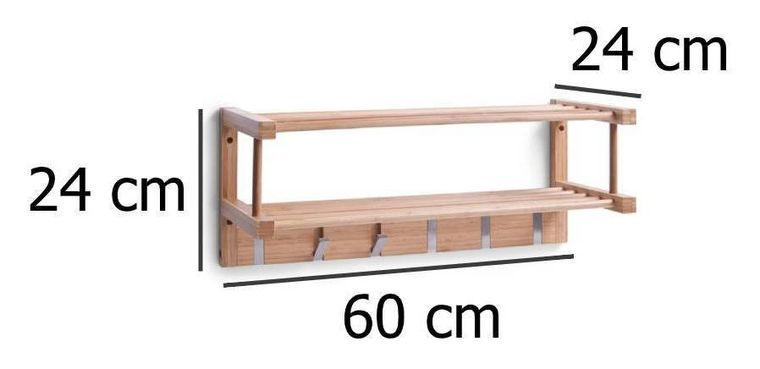 Zeller, bambusowa półka na ubrania, wieszak + haczyki