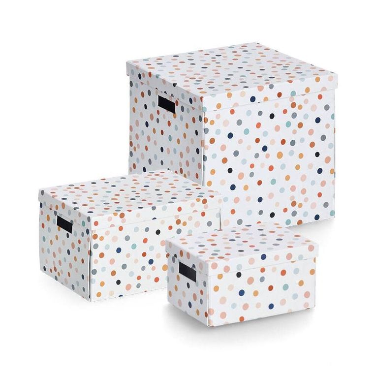 Zeller, Dots, kartonowe pudełko z pokrywą, 33,5-33-32 cm