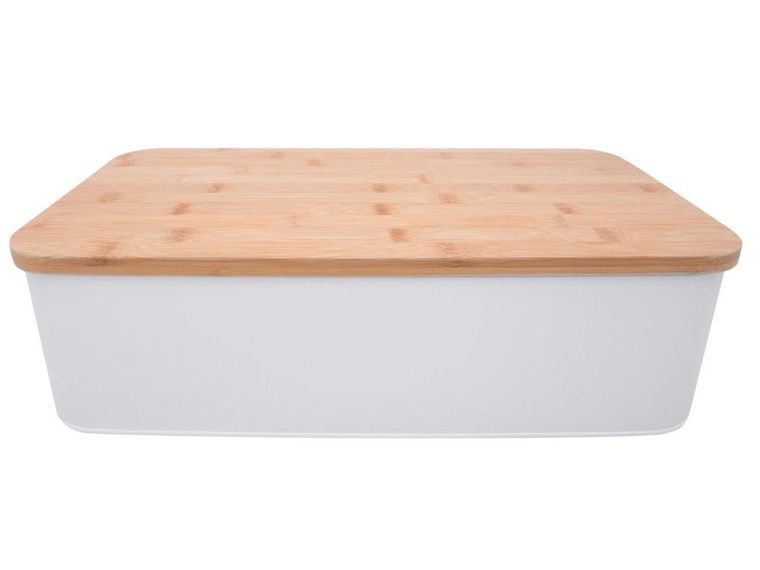 Zeller, metalowy chlebak z bambusową deską do krojenia, 2w1