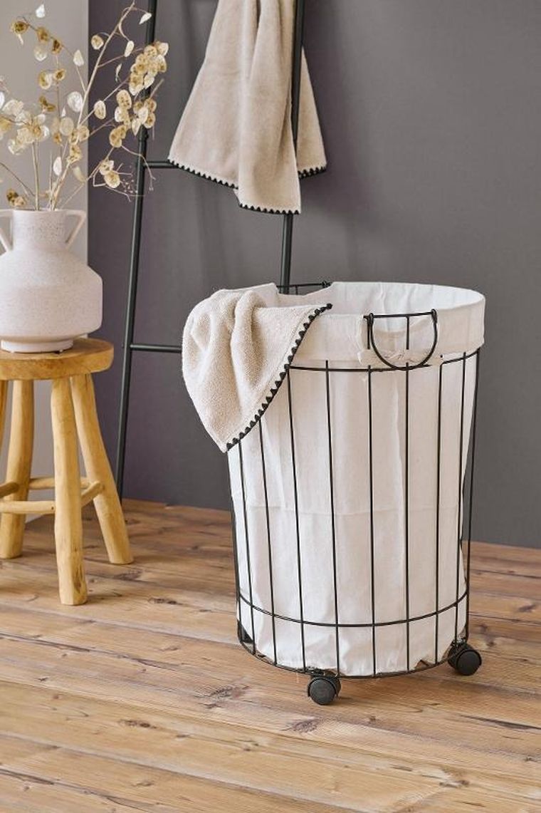 Zeller, metalowy kosz na pranie na kółkach, średnica 44-55 cm