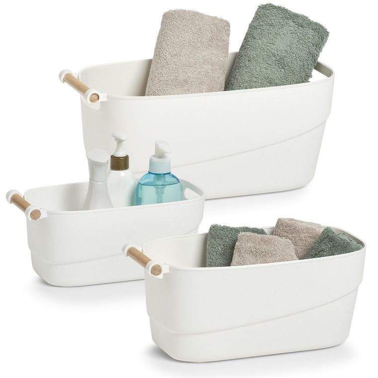 Zeller, organizer na akcesoria łazienkowe, 40-21,5-18 cm, biały