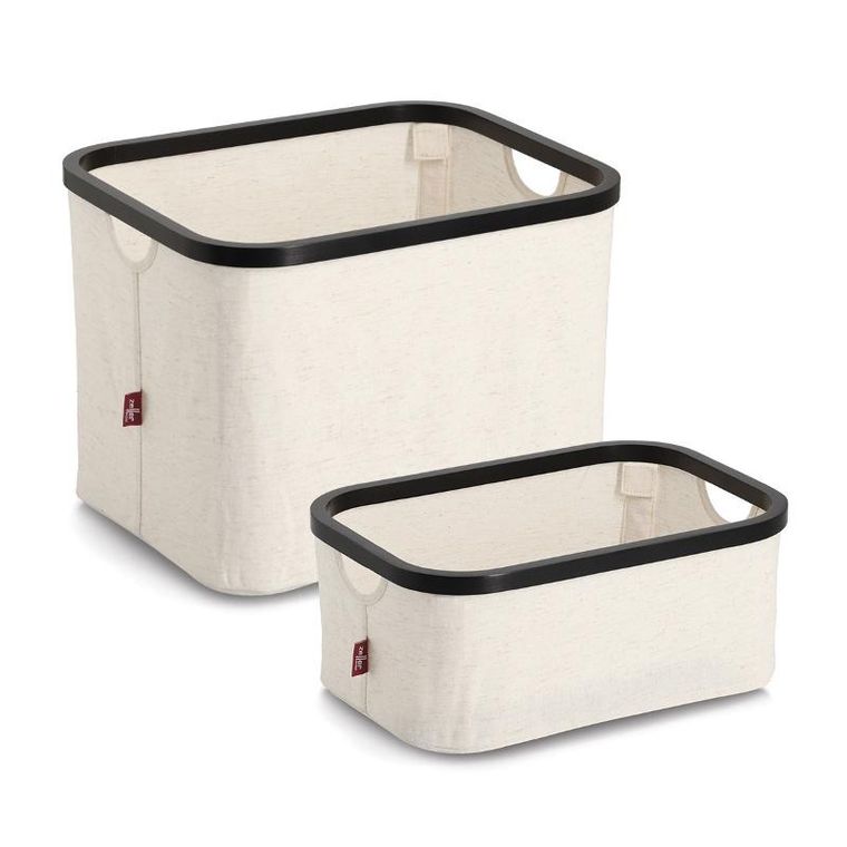 Zeller, organizer tekstylny kremowy, bambus, 40-33-30 cm