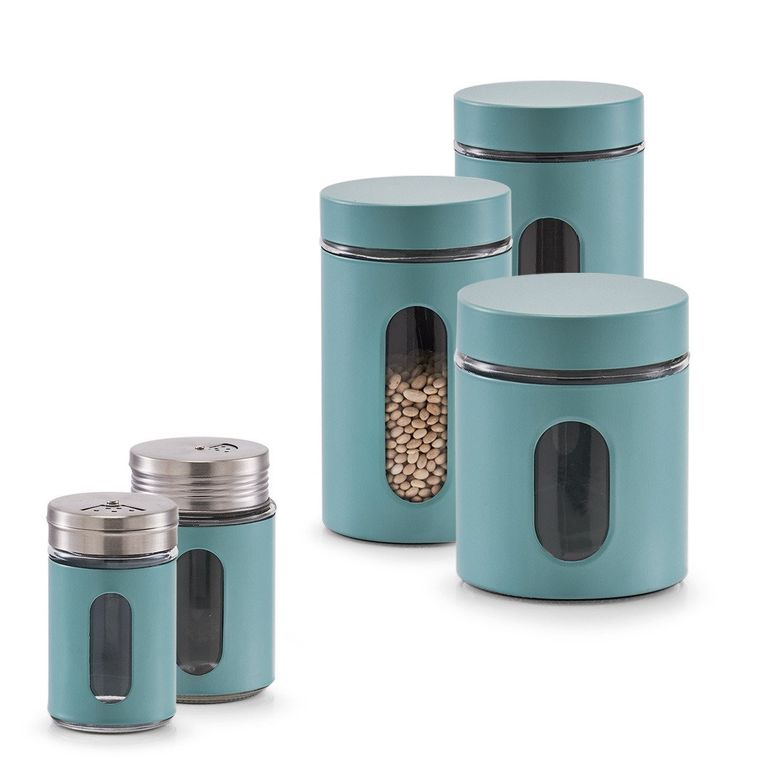 Zeller, pojemnik szklany na produkty sypkie, 1200 ml, niebieski