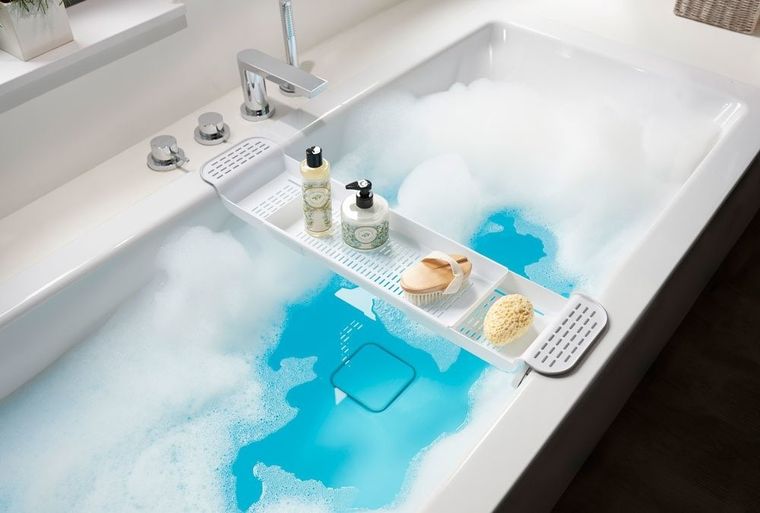 Zeller, półka na wannę z regulacją szerokości, 55-78 cm, biała