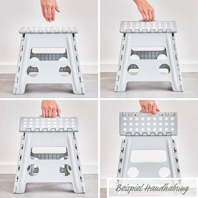 Zeller, składany stołek antypoślizgowy, 37-30-32 cm, ciemno-szary