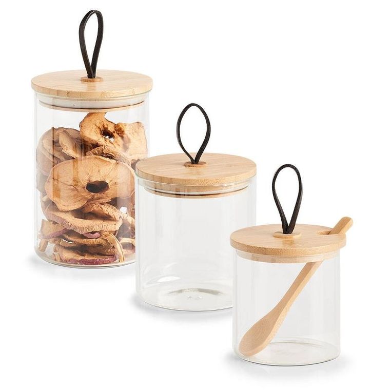 Zeller, szklany słoik z wieczkiem z uchwytem i drewnianą łyżeczką, 320 ml