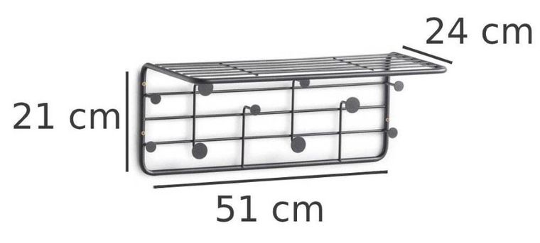 Zeller, wieszak na ubrania z półką, 10 haczyków, metalowy