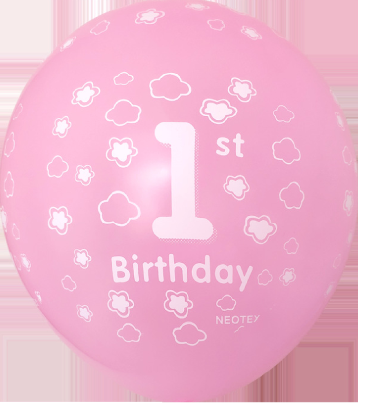 Zestaw balonów urodzinowych na roczek dla dziewczynki, różowy