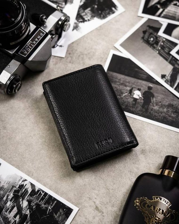 Zestaw: Portfel, Brelok, czarny, skórzany, RFID, Peterson