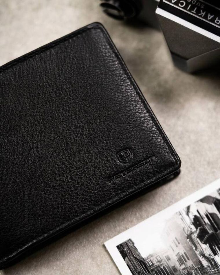 Zestaw: Portfel, Brelok, czarny, skórzany, RFID, Peterson