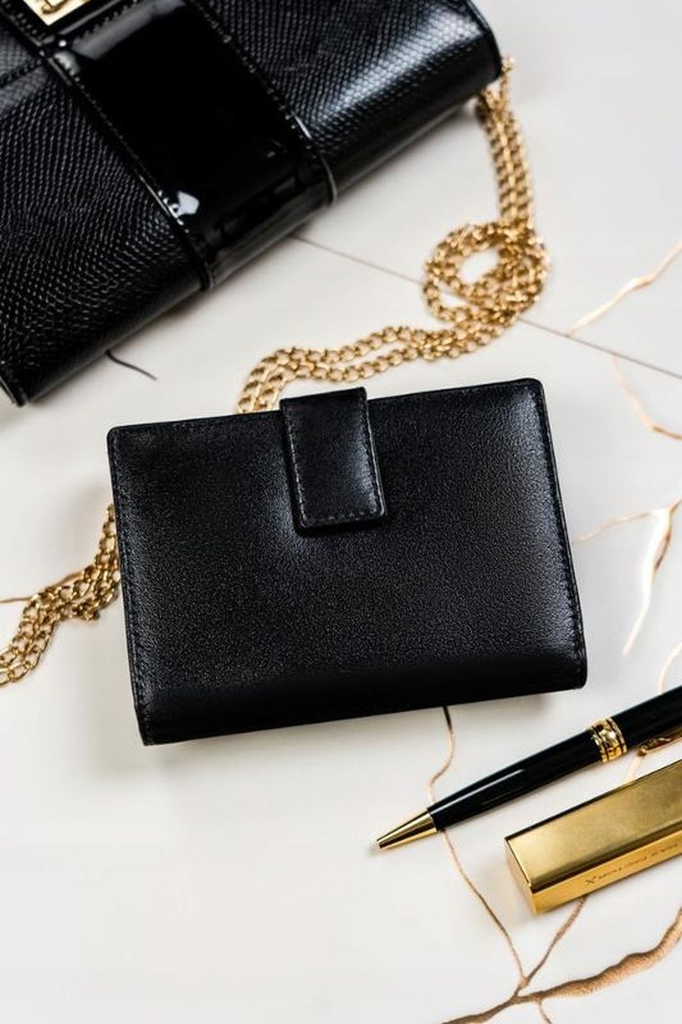 Zestaw: Portfel, Brelok, czarny, skórzany, RFID, Peterson