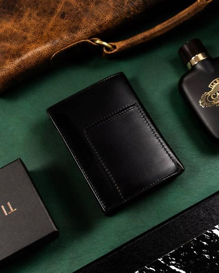 Zestaw: Portfel, Brelok, czarny, skórzany, RFID, Rovicky