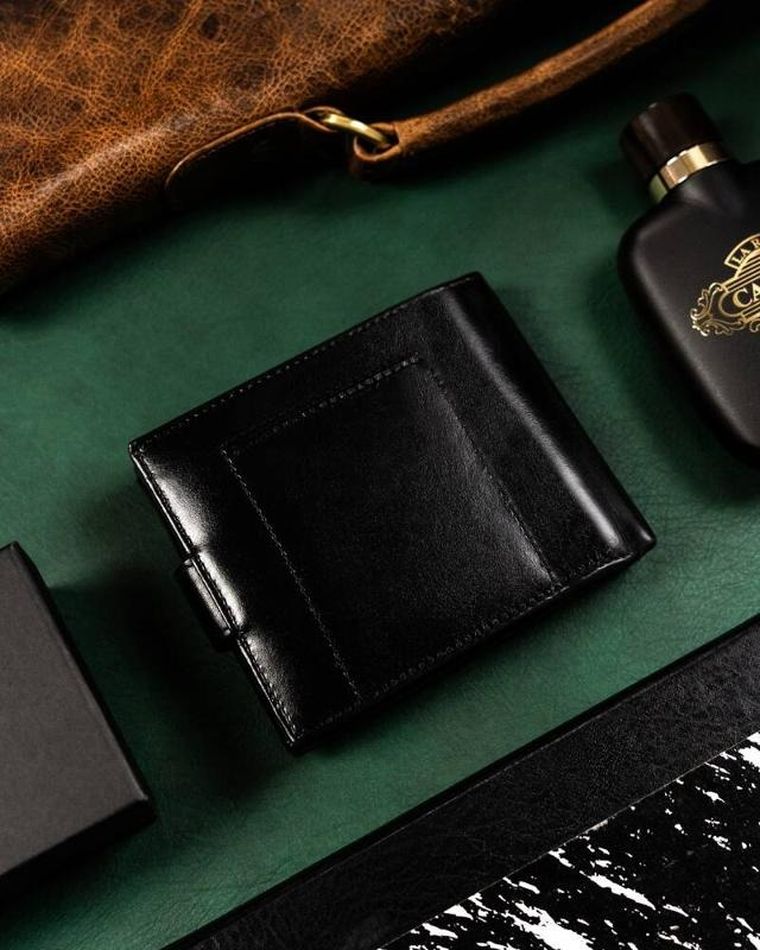 Zestaw: Portfel, Brelok, czarny, skórzany, RFID, Rovicky